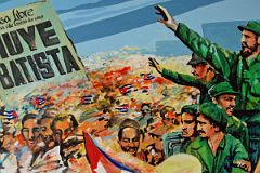 86 Cuba - Havana Centro - Museo de la Revolucion - revolutionary mural with the slogan Prensa Libre La Habana I de Enero de 1959 Huye Batista.jpg